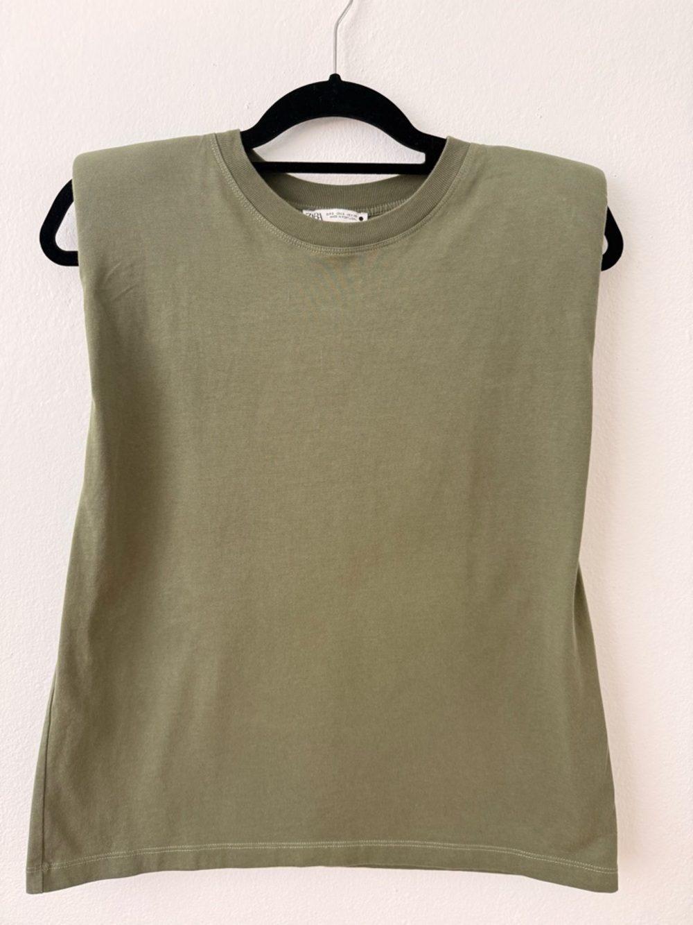 Zara Olive Padded-Shoulder Tank Top